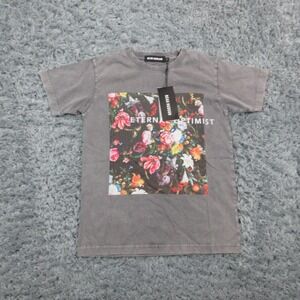 Beau Hudson Shirt Boys 7 Gray Kids Eternal Optimist Tee Floral Graphic Top NWT